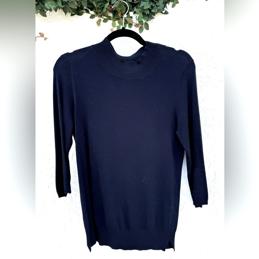 Zara Knit Navy Mock Neck Sweater - Size Small